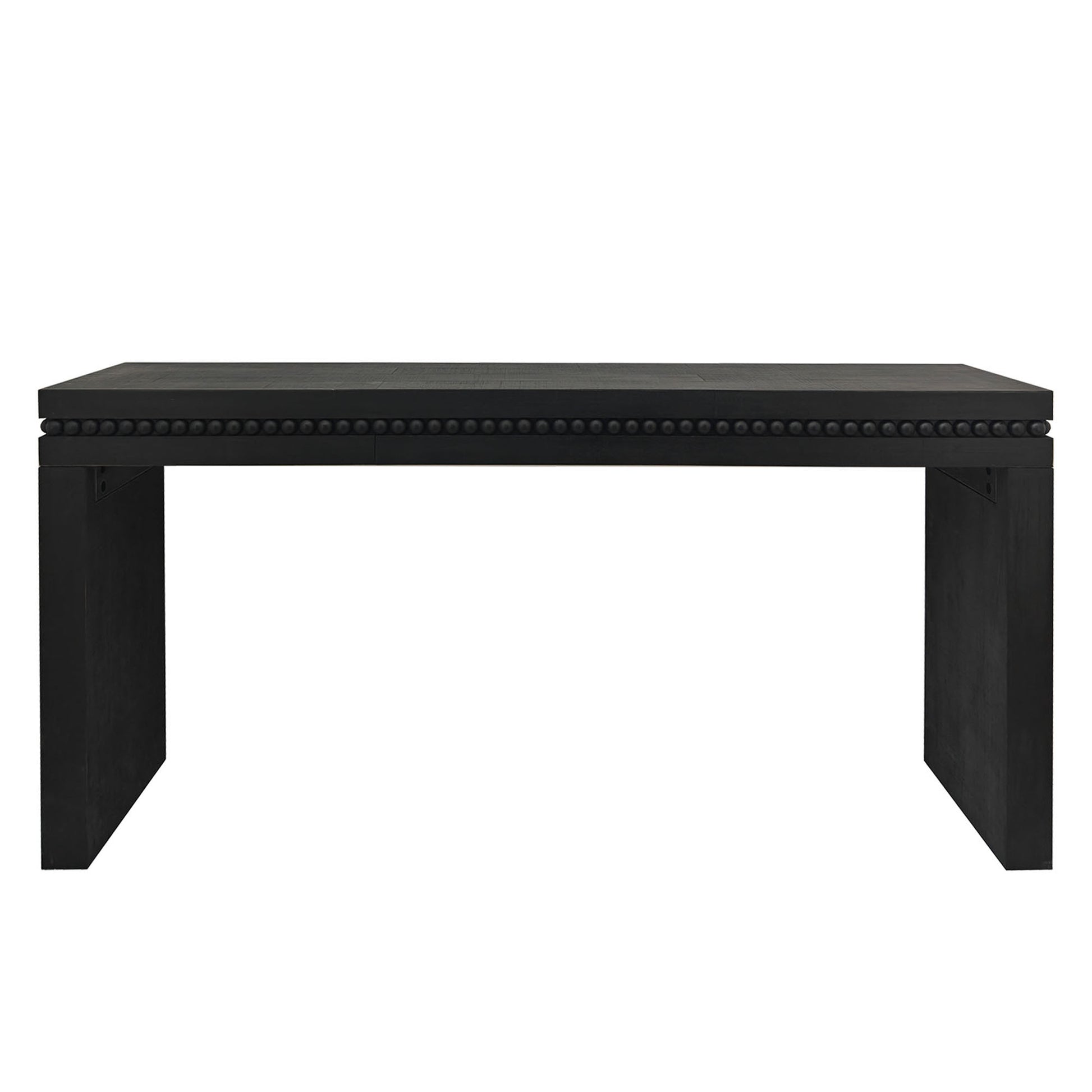 Convenience Concepts Wood Console Table Desk With Real Wood Beads Decoration Antique Black,Black,Wood Distressed Finish Desk Top Primary Living Space Farmhouse,Industrial,Modern Fir Rectangular Powder Coated Console Tables Rectangular Engineered