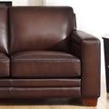 Alice Leather Sofa Caramel Genuine Leather Wood Primary Living Space Medium Firm Cushion Back Mid Century Modern Eucalyptus Square Arms Down Filling Genuine Leather 3 Seat