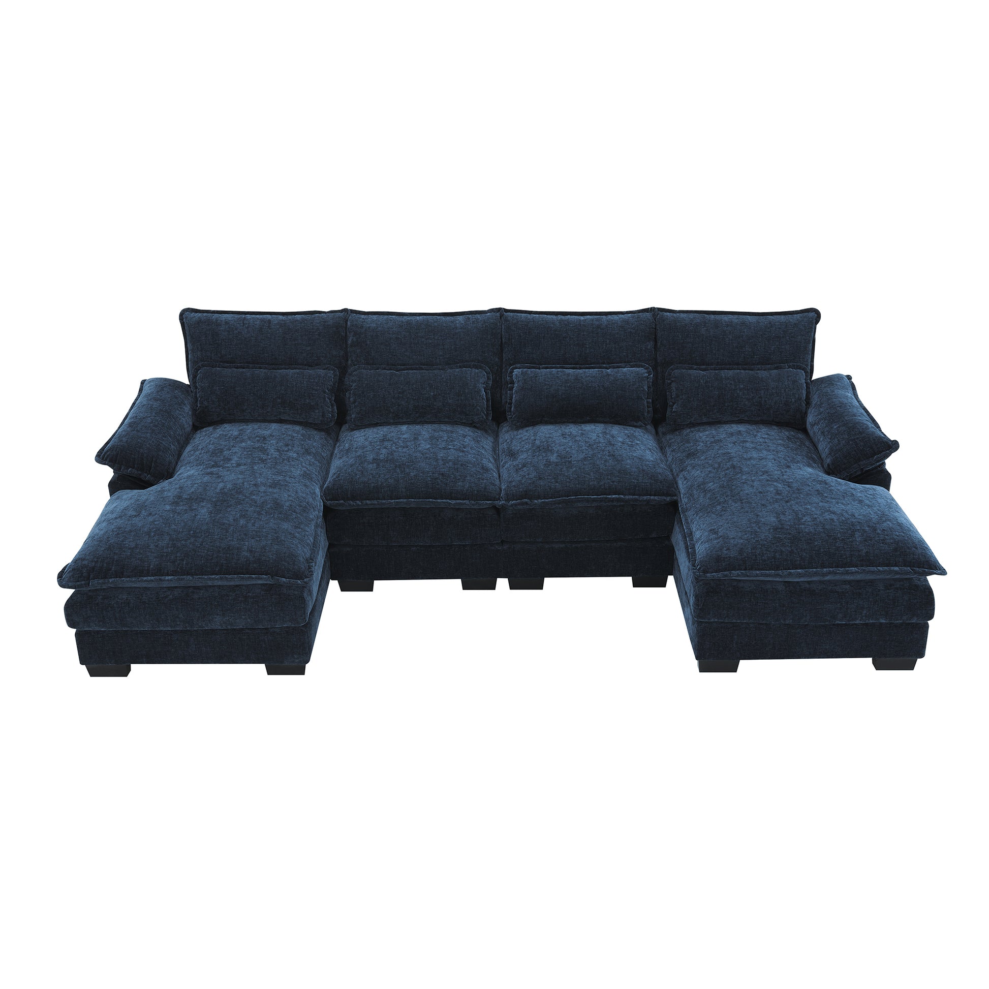 110*55" Modern U Shaped Sectional Sofa With Waist Pillows,6 Seat Upholstered Symmetrical Sofa Furniture,Sleeper Sofa Couch With Chaise Lounge For Living Room,Apartment,5 Color Blue Chenille 6 Seat