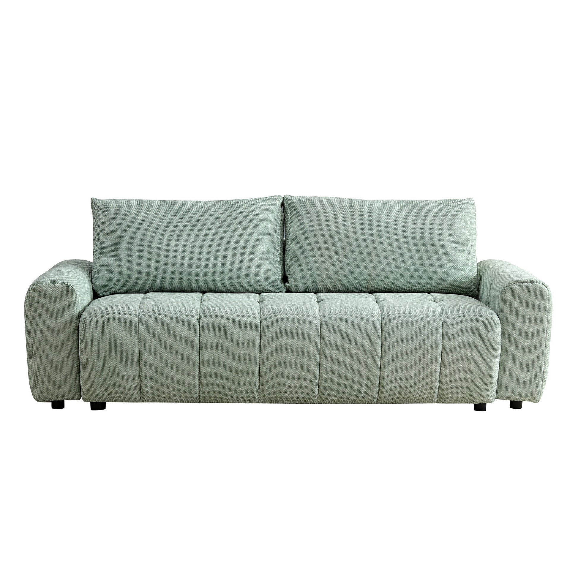 94.49''Sleeper Sofa, Sofa Bed 2 In 1 Pull Out Couch Bed With Storage Chaise For Living Room, Sofa Sleeper With Pull Out Bed, Light Green Style Couch Light Green Fabric 3 Seat