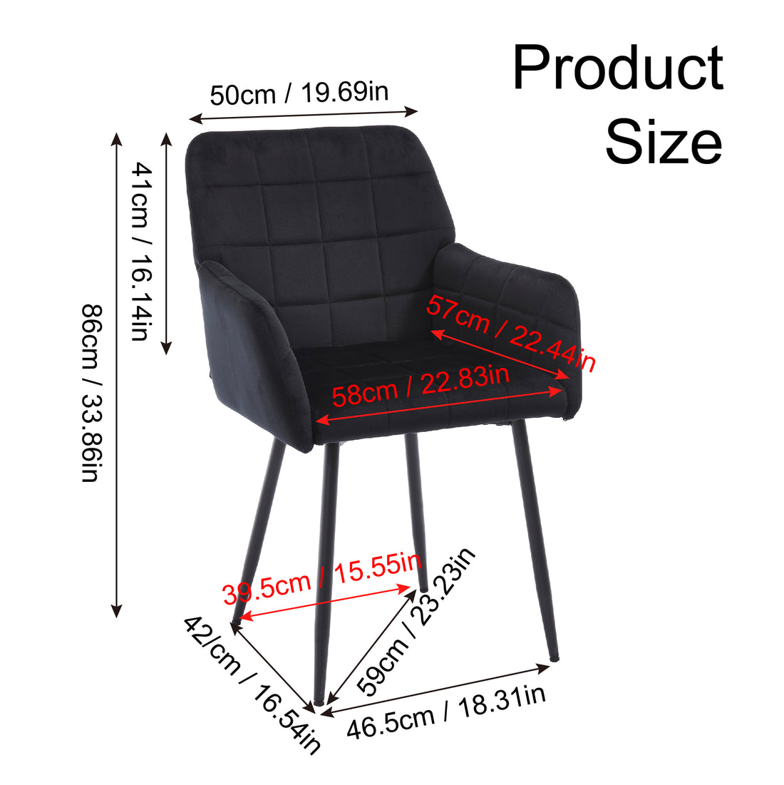 Dining Chairs Set Of 2, Upholstered Kitchen Chairs With Comfortable Seat, Velvet Dining Chairs With Armrests, Easy To Assemble And Clean, For Dining Room, Kitchen, Living Room,Black Black Velvet