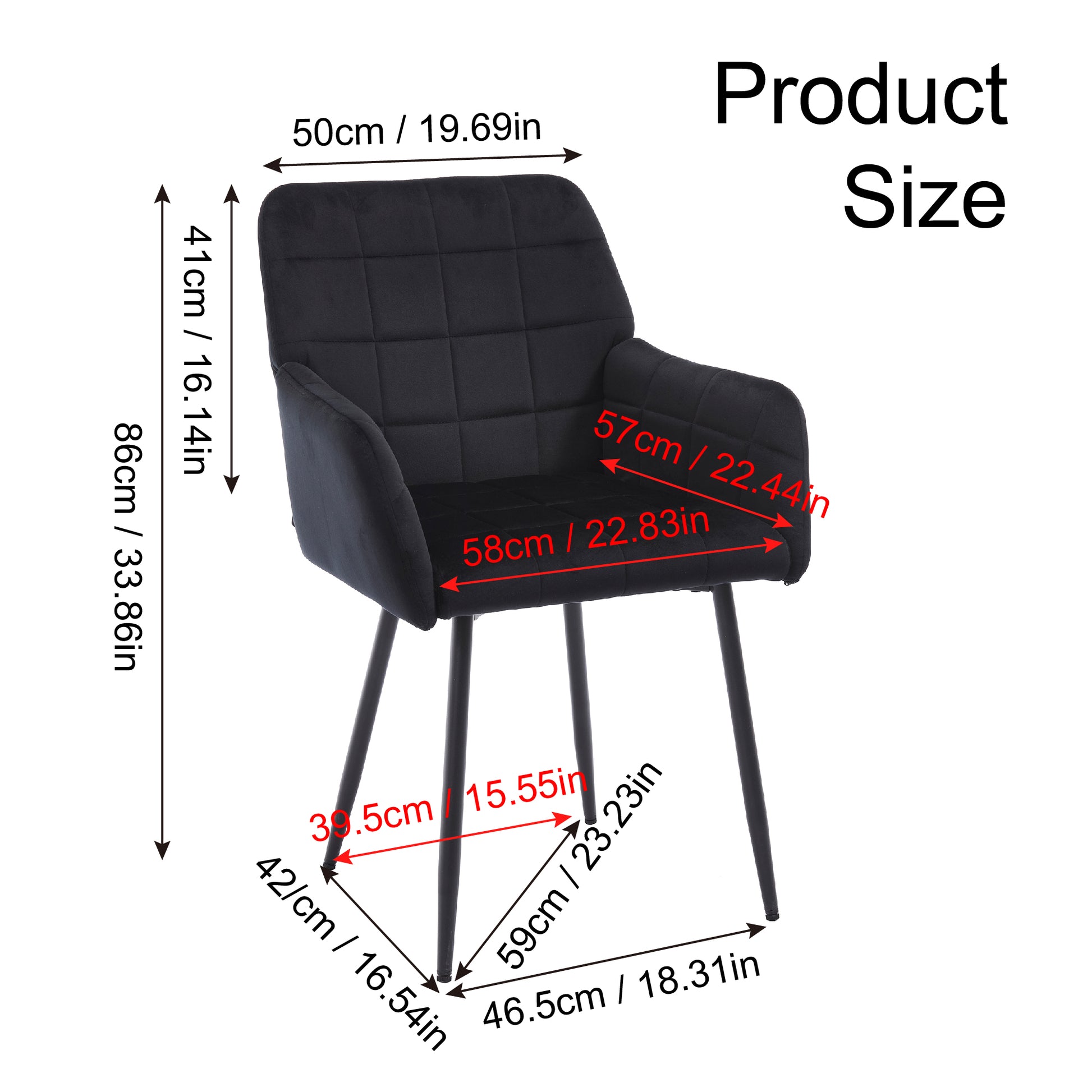 Dining Chairs Set Of 2, Upholstered Kitchen Chairs With Comfortable Seat, Velvet Dining Chairs With Armrests, Easy To Assemble And Clean, For Dining Room, Kitchen, Living Room,Black Black Velvet