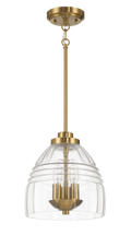 Ember Three Candle Lights Chain Pendant With Clear Glass Satin Brass Clear,Gold Ceiling Lights Brass,Glass,Metal