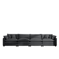 Corduroy Sofamodern Upholstered 4 Seater Corduroy Fabric Sofaoffice Living Room Apartment Comfortable Sofa, Easy To Assemble With 2 Arm Pillows And 4 Throw Pillows Grey Corduroy 4 Seat