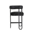 Coolmore Bar Stools Set Of 2, Modern Bar Stool With Back, Black Metal Frames, Upholstered Bar Stools For Kitchen Island, Pub, Club Black Chenille Black Foam Chenille