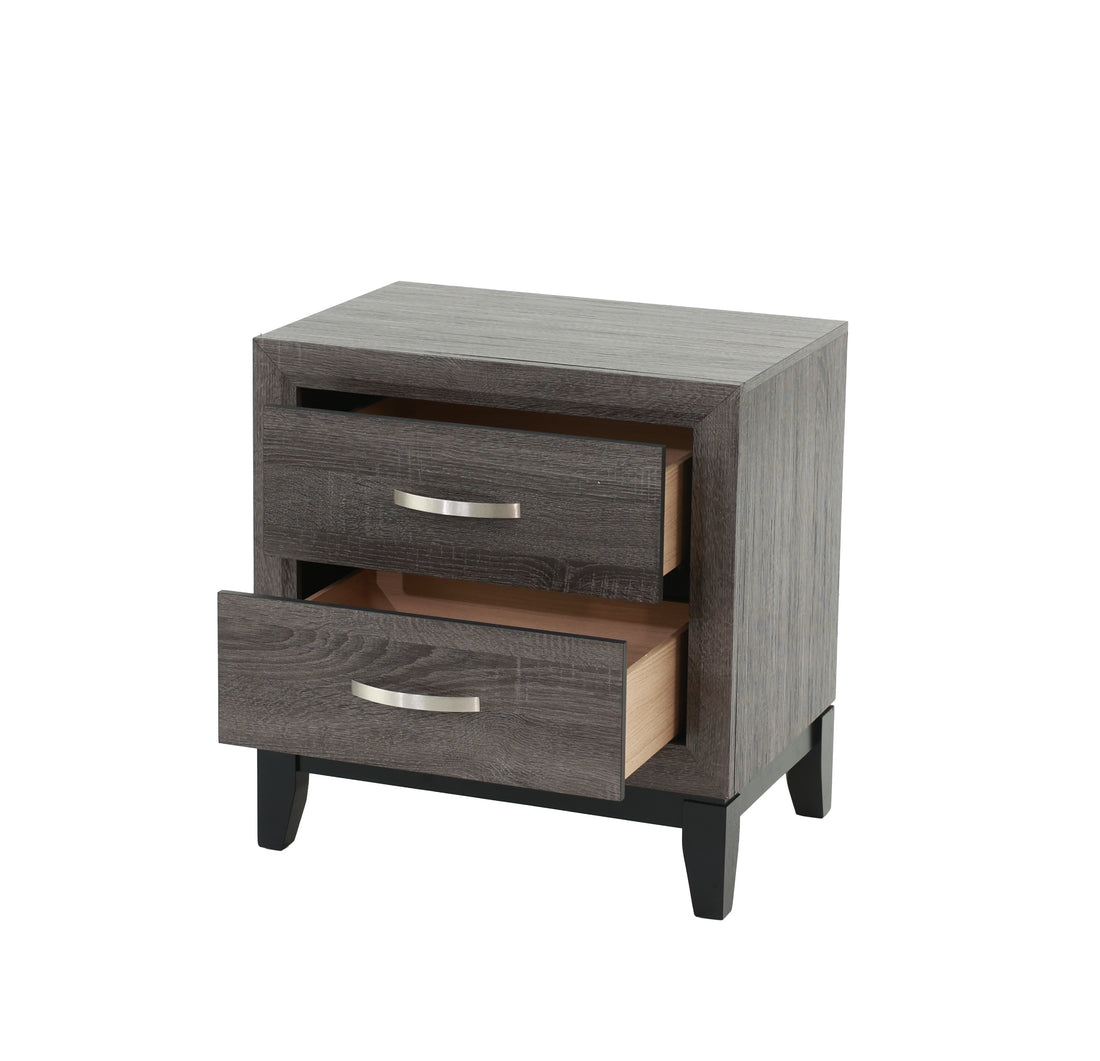 Bedroom Furniture Rustic Grey Oak Simple 1Pc Nightstand 2 Drawers Bed Side Table Solidwood Gray 2 Drawers Bedroom Bedside Cabinet Modern,Transitional Pine Drawers Particle Board Mdf,Solid Wood