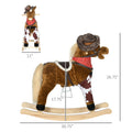 Qaba Baby Rocking Horse, Large Riding Horse, Plush Animal Rocker With Realistic Sound, Saddle, Toy For Boy Girl Ages 3 8 Years Old, Brown Brown Plush