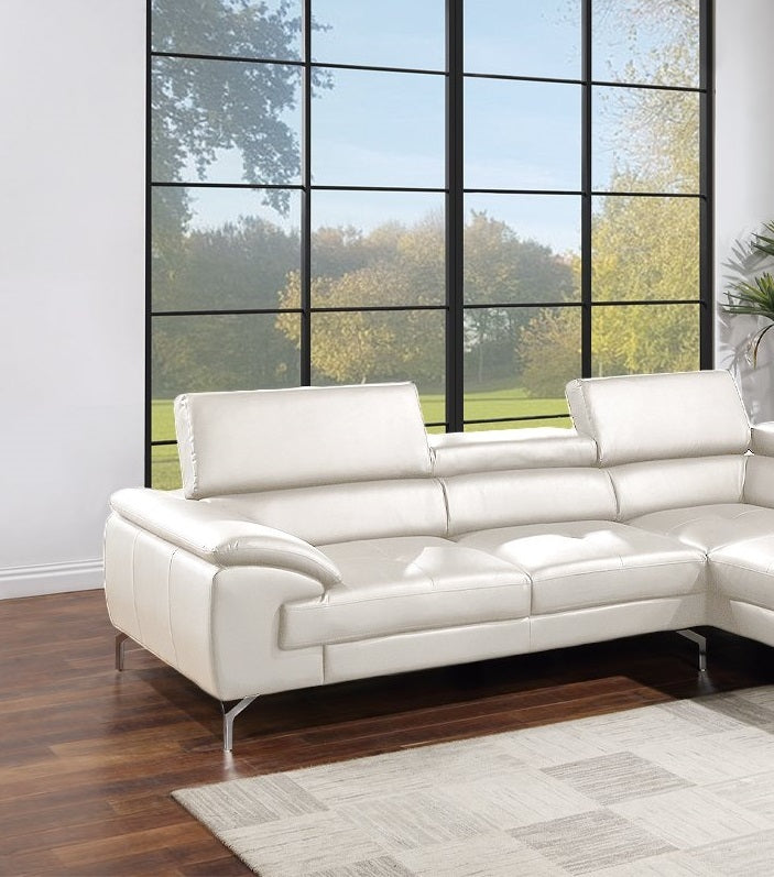 White Color Sectional Couch 2Pc Set Living Room Furniture Faux Leather Right Facing Chaise And Left Facing Sofa Metal Legs White Faux Leather Primary Living Space Classic,Contemporary,Modern L Shaped Faux Leather,Metal,Solid Wood 5 Seat