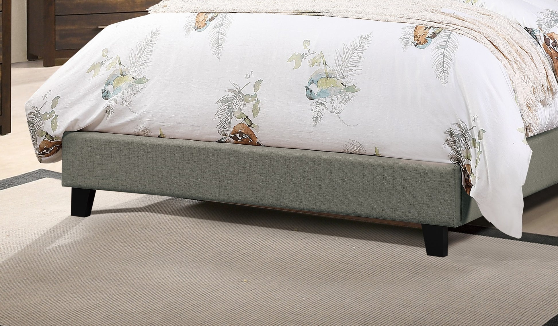 Majestic Arch 1Pc Queen Size Bed Adjustable Hb Grey Polyfiber Tufted Upholstered Wooden Bedframe Bedroom Furniture Box Spring Not Required Queen Gray Espresso Wood Bedroom