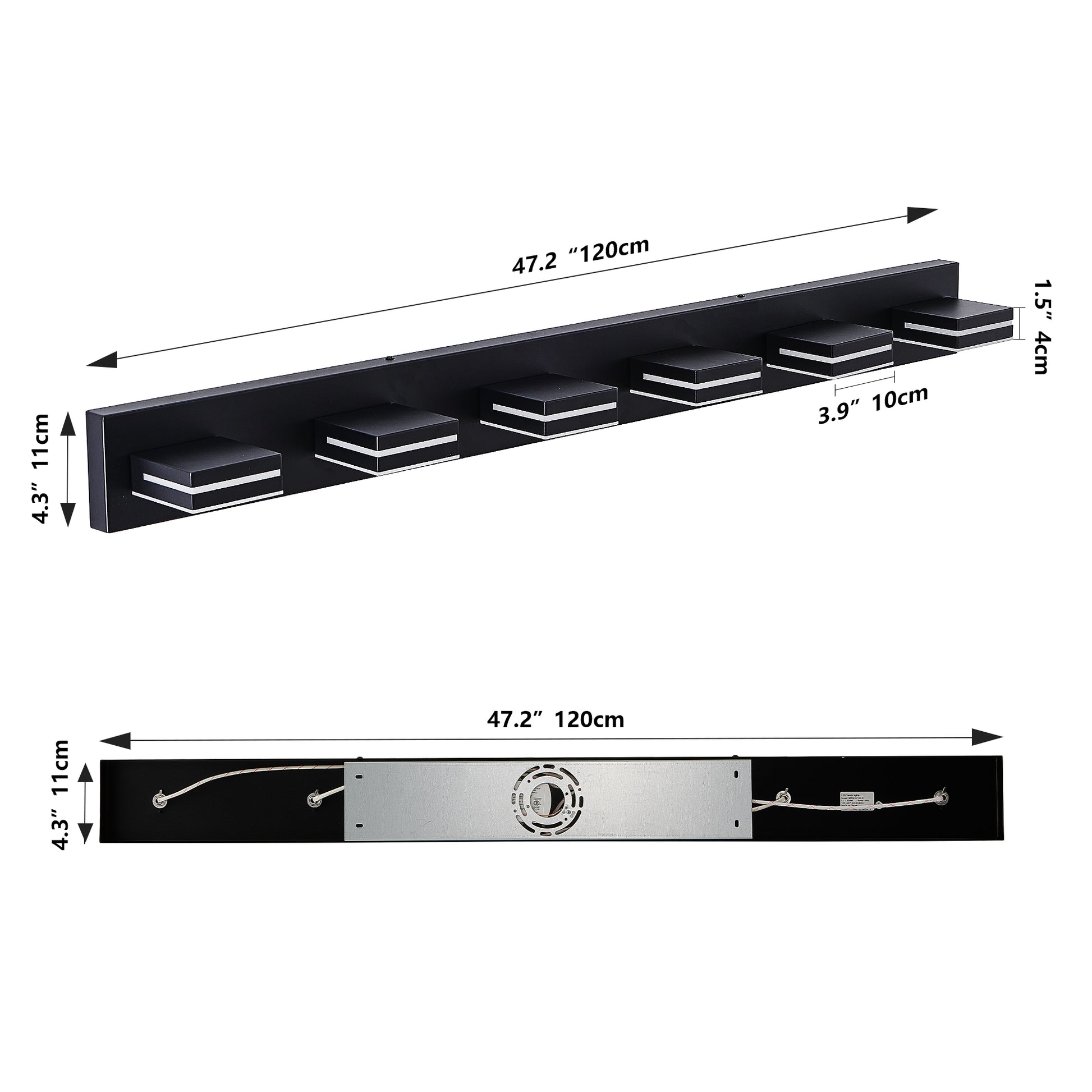 Modern Black Led Vanity Light, 6 Lights Wall Sconce For Bathroom And Mirror, Sleek Minimalist Design, Energy Efficient, Easy To Install Black Iron