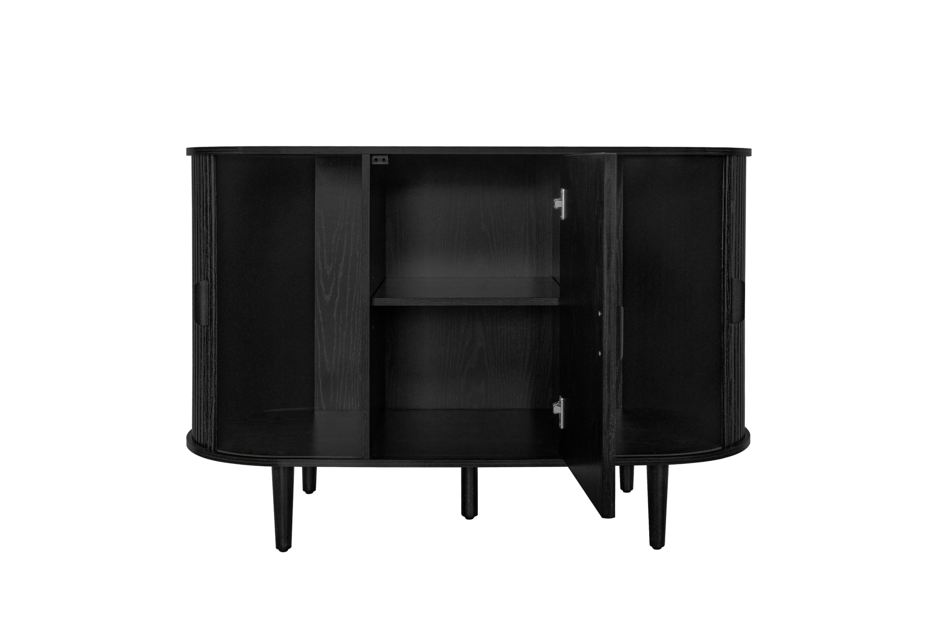 3 Door Buffet Cabinet,Large Storage Accent Cabniet With 3 Door,Sideboard Cabniet For Living Room, Entryway, Hallway, Office Kitchen And Dining Room Black Sliding Doors Modern Mdf