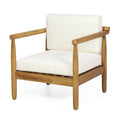 Bonsallo Club Chair Cream Brown Acacia Wood