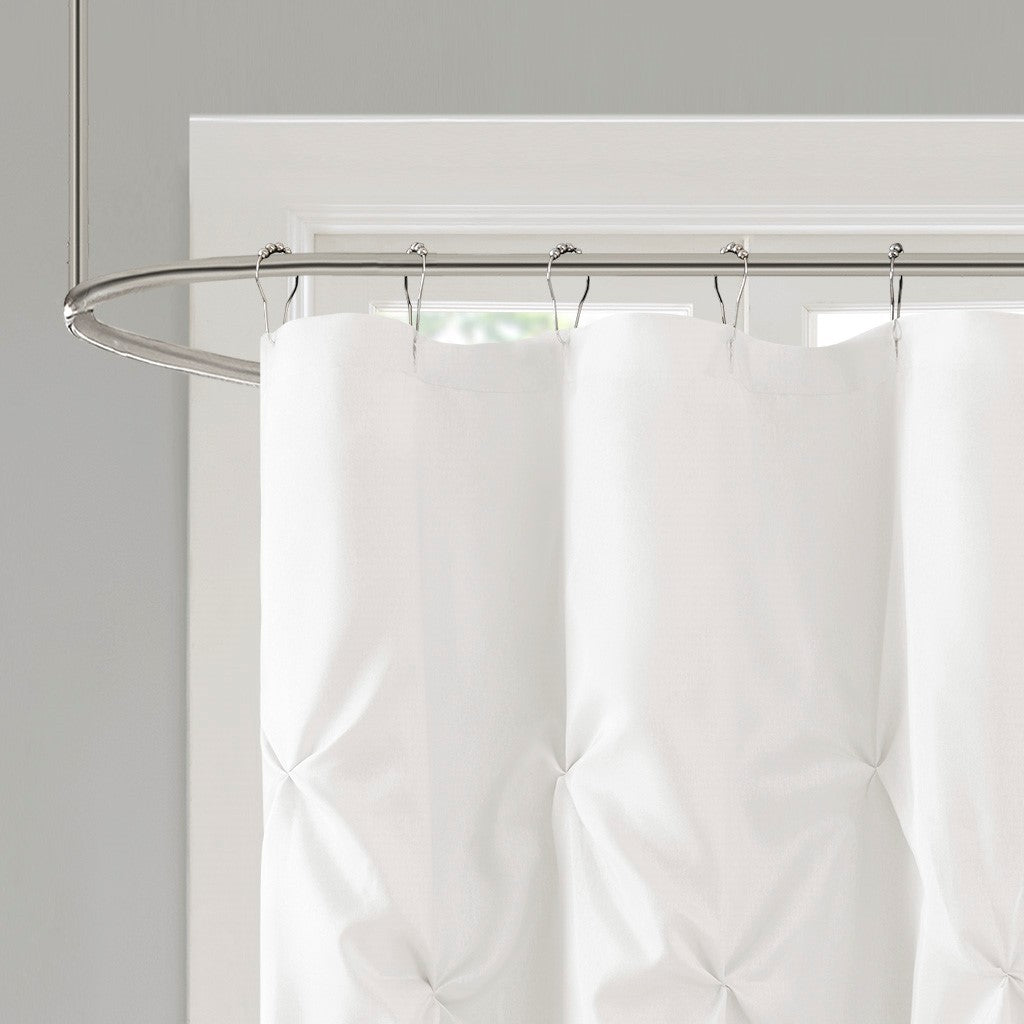 Tufted Semi Sheer Shower Curtain White Polyester