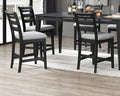 Black Color 7Pc Dining Set Counter Height Table And 6X High Chairs Upholstered Fabric Cushion Seats Solid Wood Dining Room Furniture Wood Dining Room Solid Wood Rubberwood Rectangular Dining Table With Chair Upholstered Chair Wood Black Ladder Back Seats