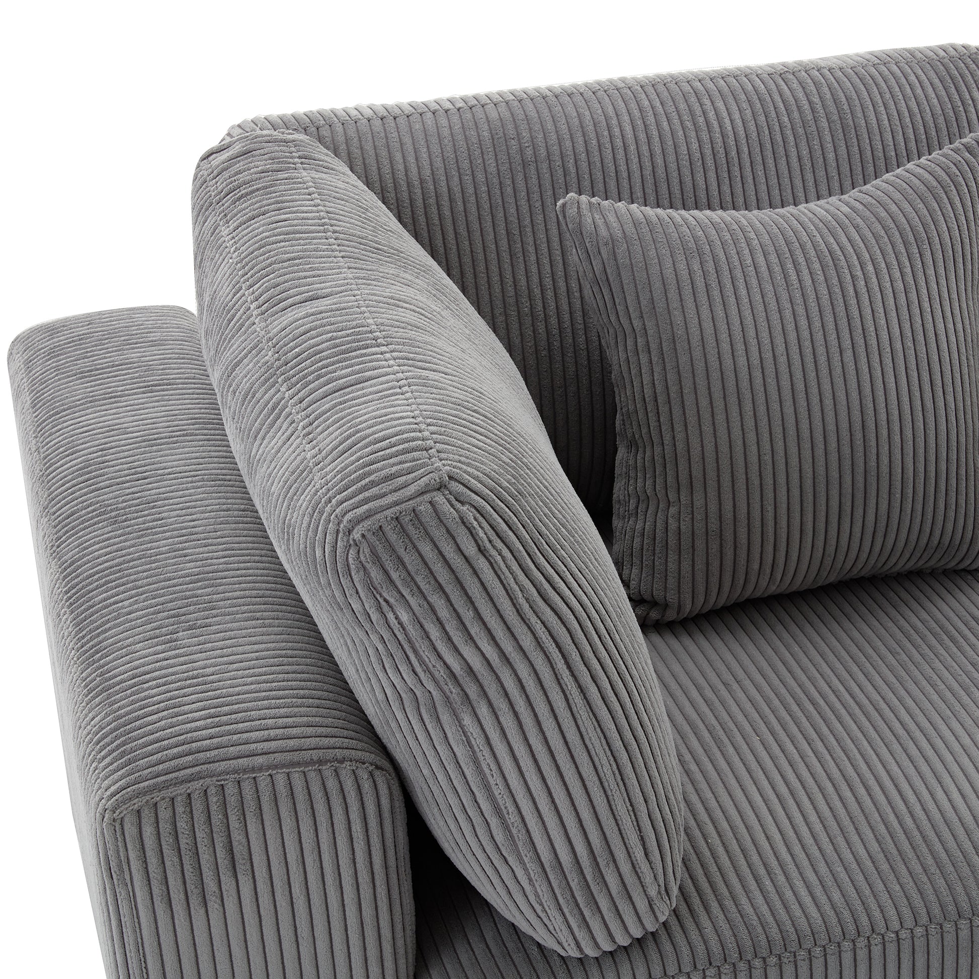 105'' 3 Seater Sofa With Removable Back Cushions And 5 Pillowsfor Living Room, Apartment, Spacious Space Gray Polyester 3 Seat