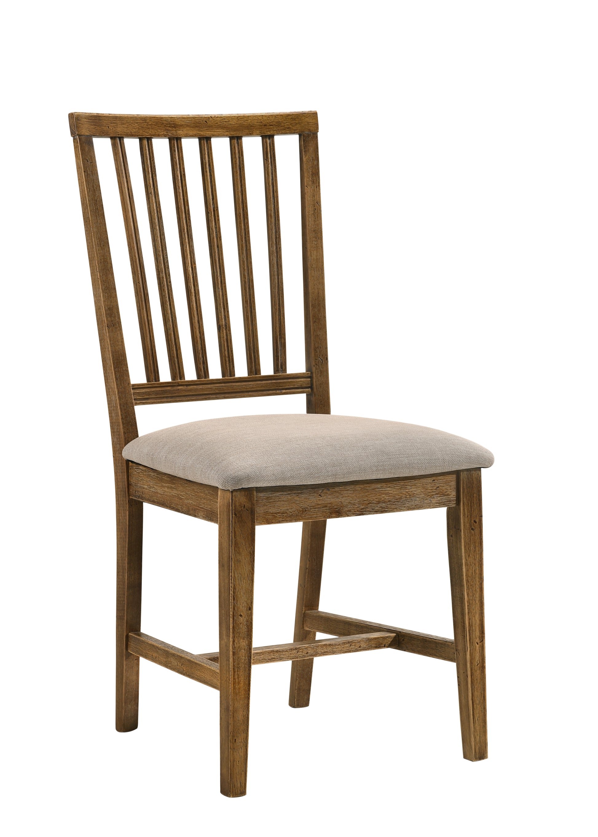 Wallace Ii Tan Linen & Weathered Oak Finish Side Chair Set Of 2 Oak,Tan Linen,Synthetic Wood
