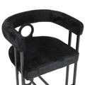 Coolmore Bar Stools Set Of 2, Modern Bar Stool With Back, Black Metal Frames, Upholstered Bar Stools For Kitchen Island, Pub, Club Black Chenille Black Foam Chenille