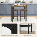 Homcom 3 Piece Counter Height Bar Table And Chairs Set, Industrial Small Dining Table Set For 2, Square Kitchen Table And Stools With Steel Frame, Rustic Brown And Black Brown Black Steel