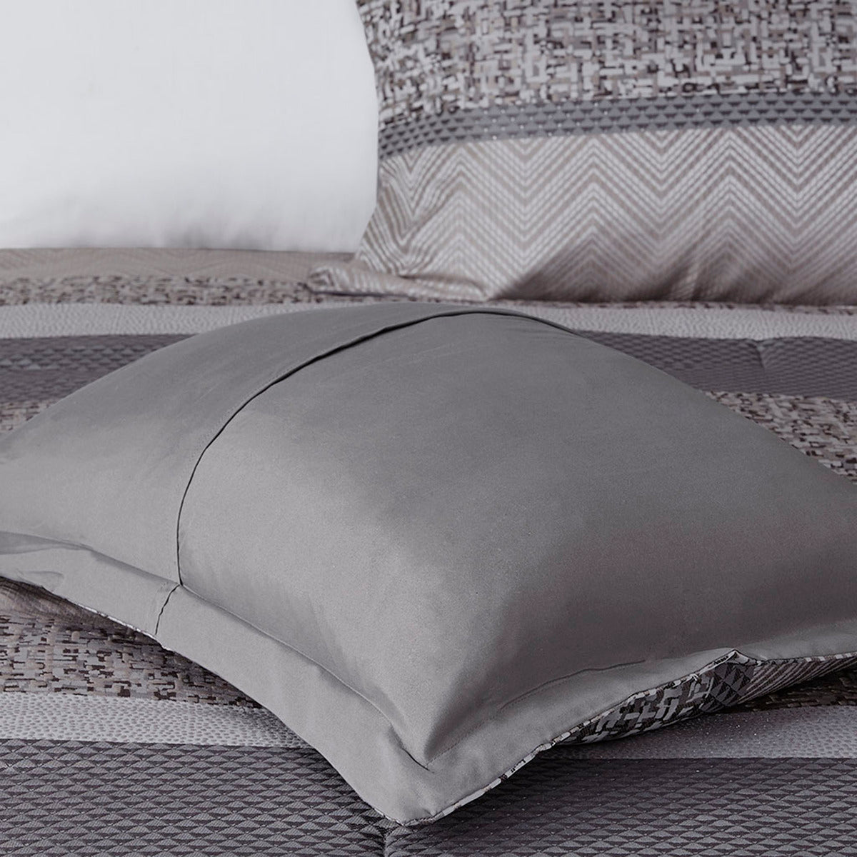 7 Piece Jacquard Comforter Set Grey Taupe Queen Queen Grey Taupe Polyester