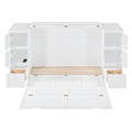 Full Size Murphy Bed With Drawers, Cabinets And Usb Ports,White Full White Mdf Lvl