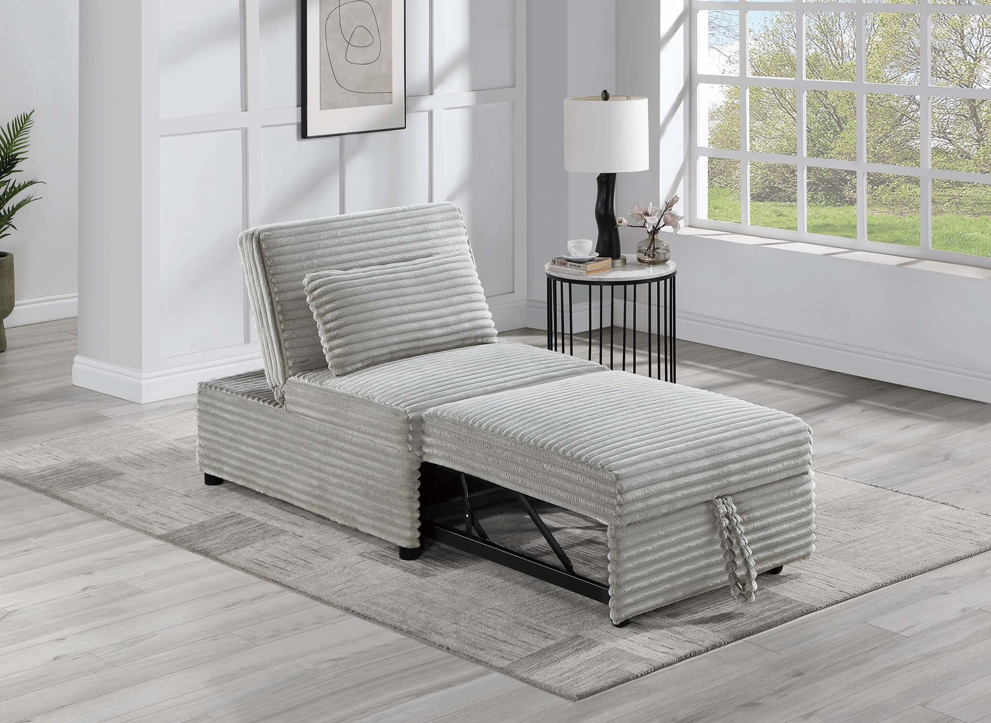 Contemporary Sleeper Sofa Chair Pillow Plush Tufted Seat 1Pc Convertible Sofa Ash Color Wide Welt Corduroy Natural Ash Corduroy Wood Primary Living Space Pillow Back Contemporary,Modern,Transitional