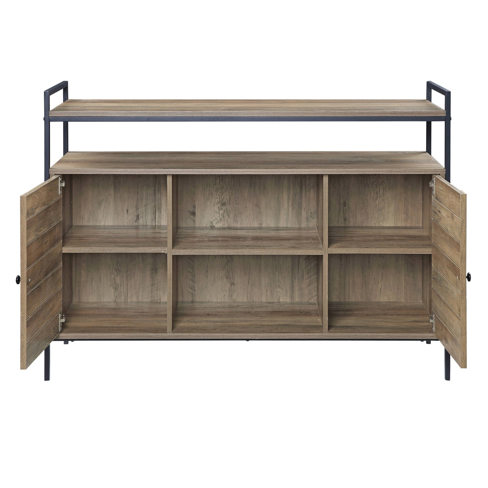 Rustic Oak And Black Tv Stand With 2 Doors Rustic Primary Living Space 50 59 Inches Oak Wood Metal