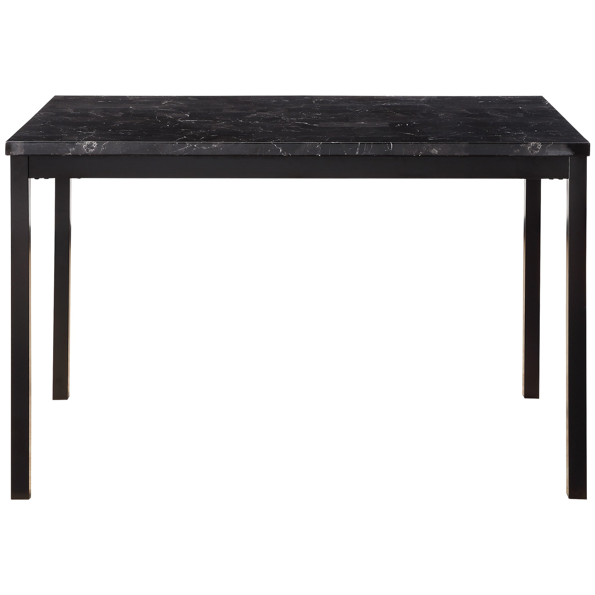 1Pc Dining Table Black Faux Marble Top Casual Dining Room Furniture Metal Frame Black Seats 4 Dining Room Kitchen & Dining Tables Rectangular Metal