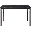 1Pc Dining Table Black Faux Marble Top Casual Dining Room Furniture Metal Frame Black Seats 4 Dining Room Kitchen & Dining Tables Rectangular Metal