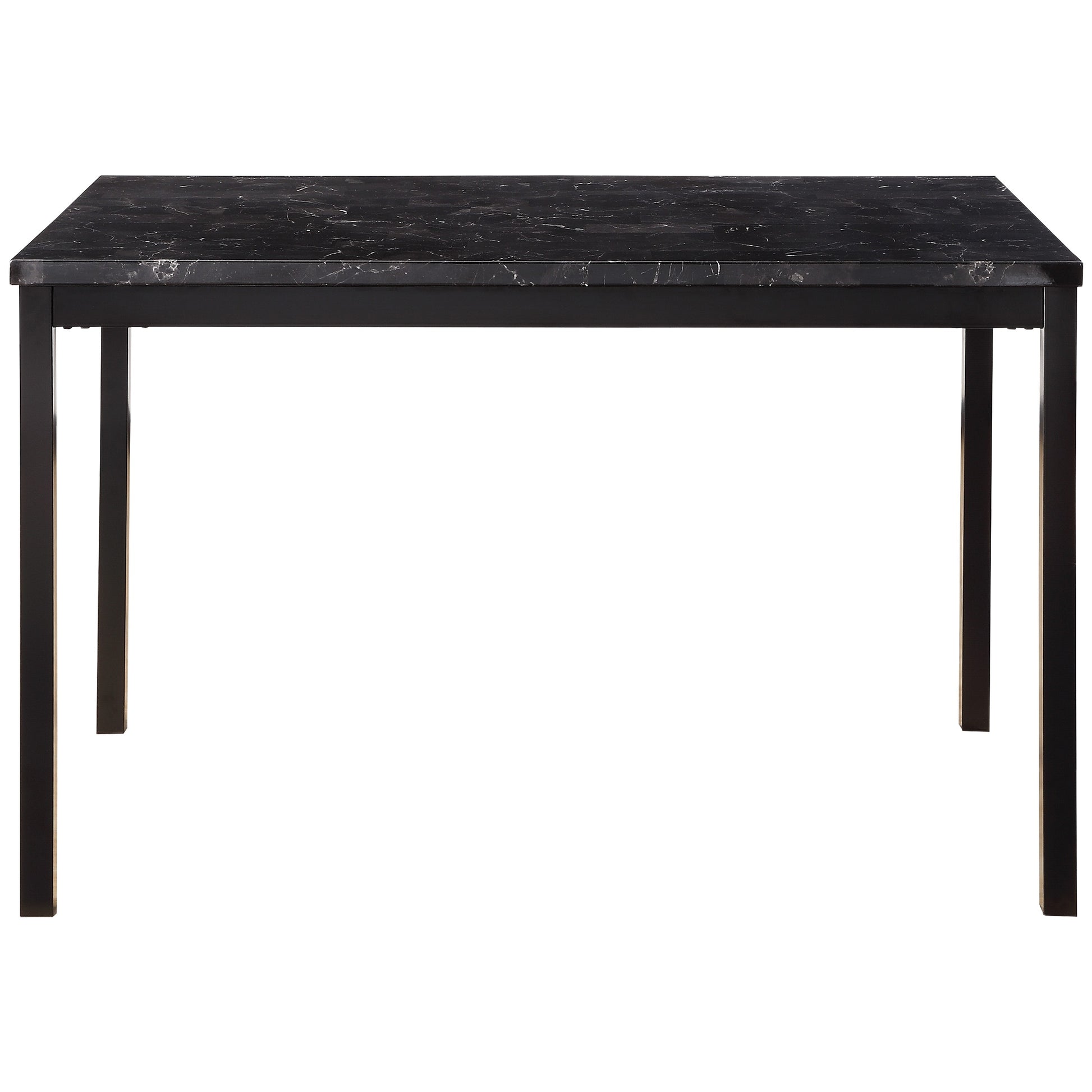 1Pc Dining Table Black Faux Marble Top Casual Dining Room Furniture Metal Frame Black Seats 4 Dining Room Kitchen & Dining Tables Rectangular Metal