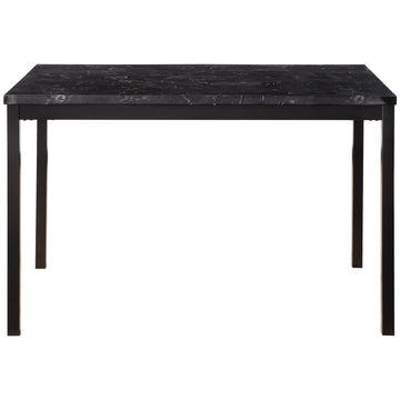 1Pc Dining Table Black Faux Marble Top Casual Dining Room Furniture Metal Frame Black Seats 4 Dining Room Kitchen & Dining Tables Rectangular Metal
