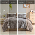 Shaggy Long Fur Comforter Mini Set King Grey Polyester