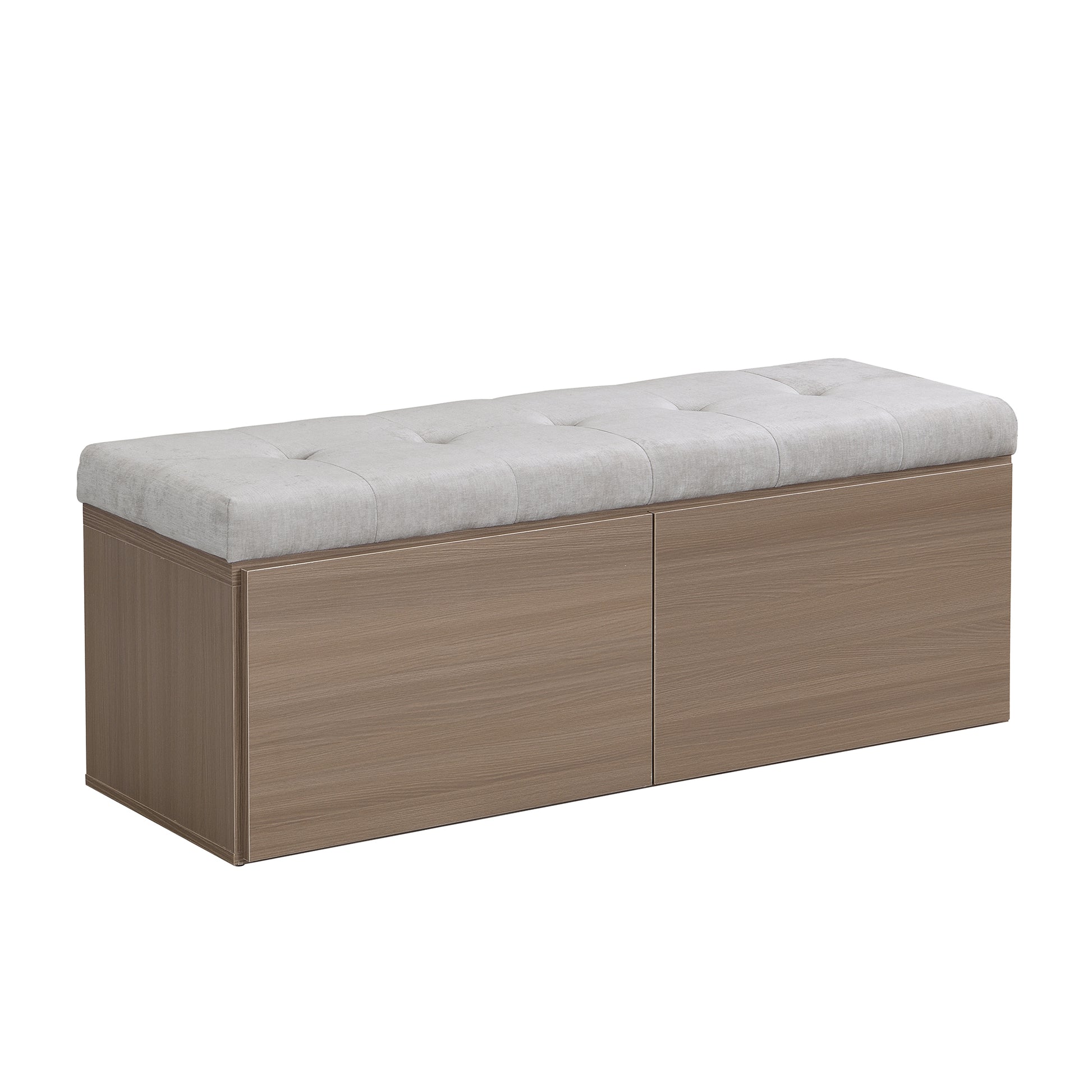 49" Shoe Storage Bench Entryway Shoe Cabinet Storage Ottoman With Padded Seat Cushion And Double Doors For Entryway, Hallway And Bedroom, Light Grey Cushioned Light Grey Chenille Solid Shoe Storage