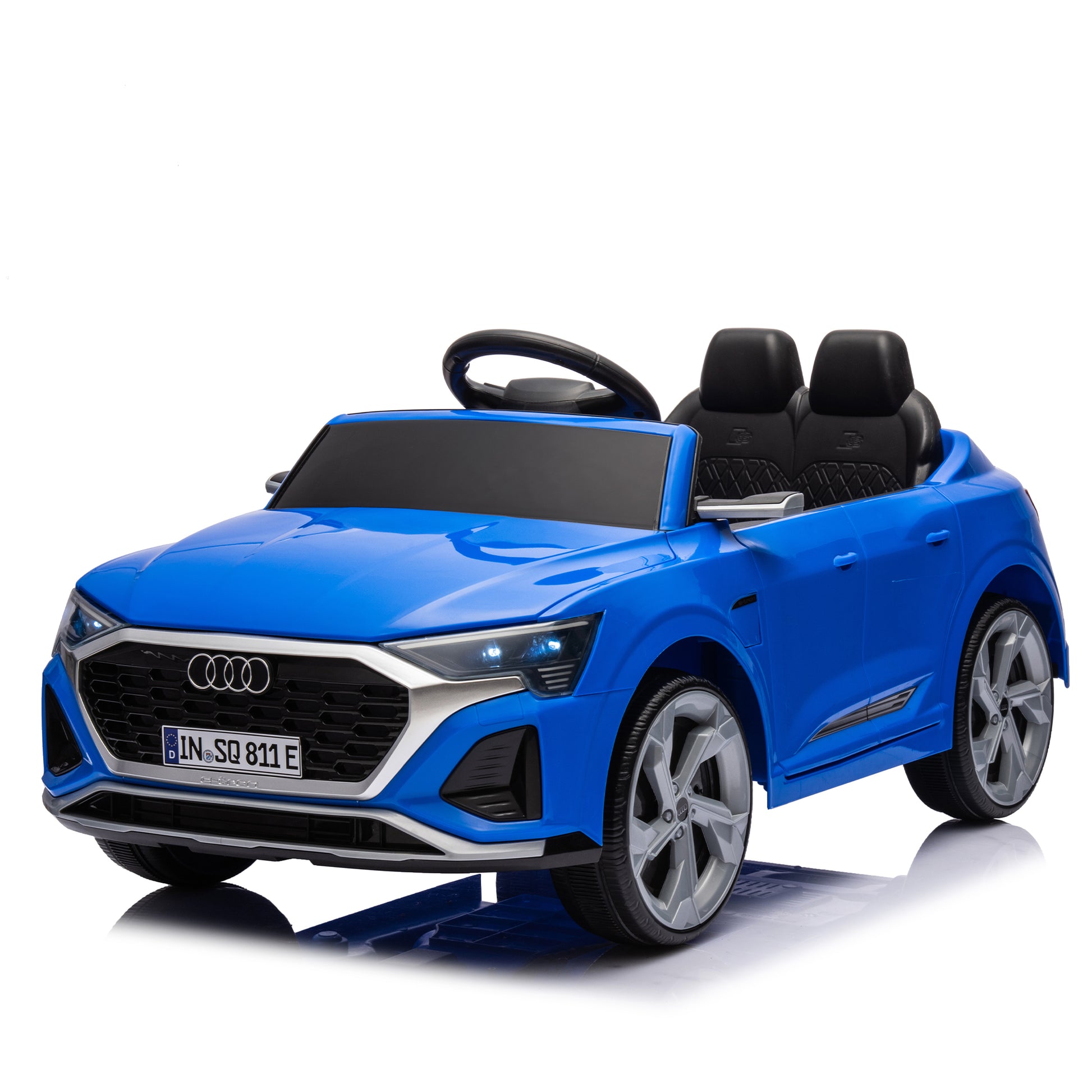 12V Kids Ride On Electric Car W Parents Remote Control,Licensed Audi Sq8 For Kids,Dual Drive,Suspension,Hanging Start,Three Speed Adjustable Music,Volume Control,Led Lights For Kids Aged 3 6. Blue 50 99 Lbs Polypropylene