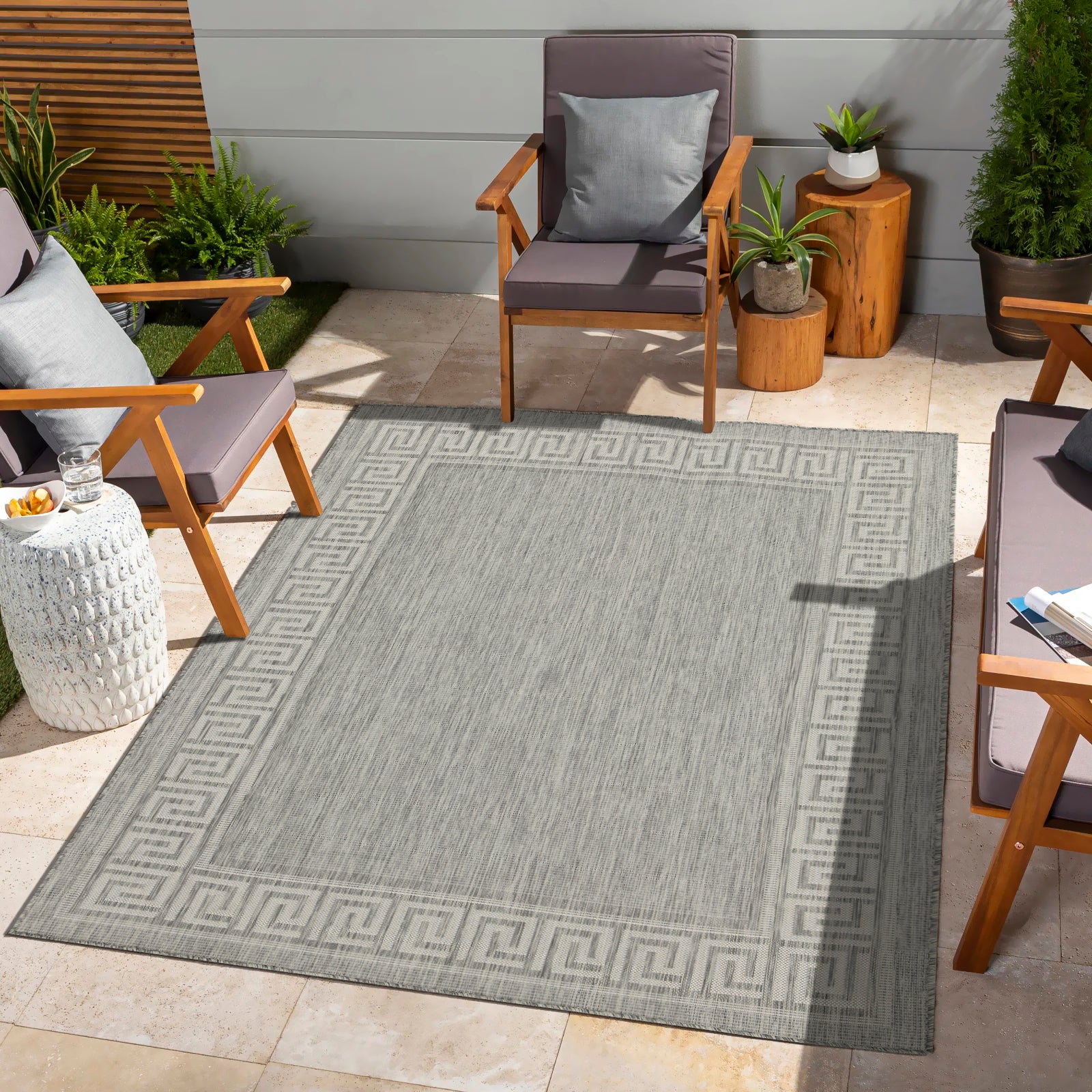 Sunshine Gc Har2003 Silver 2 Ft. 7 In. X 7 Ft. 3 In. Indoor Outdoor Area Rug Silver Polyester Polypropylene