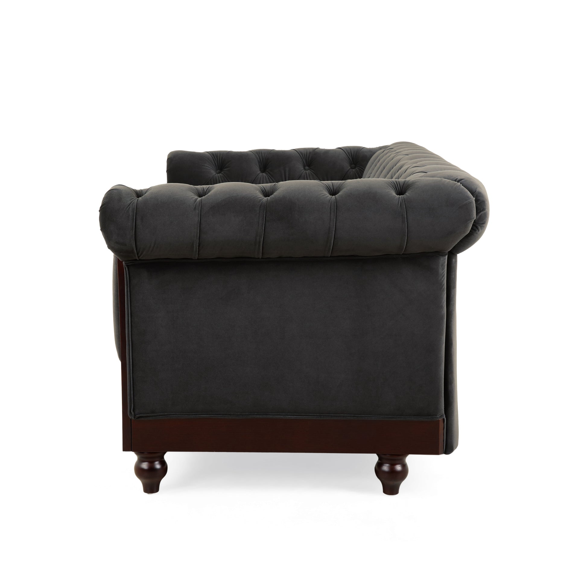 Vivalux 59.44" Chesterfield Velvet Loveseat Sofa,2 Person Rolled Arm Dutch Plush Upholstered Sofa Couch With Tufted Button For Living Room, Bedroom, Small Places,Dark Gray Dark Gray Espresso Velvet Wood Primary Living Space Soft Tufted Back