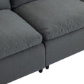 Down Filled Upholstery Convertible Sectional Sofa, L Shaped Couch With Reversible Chaise Dark Gray Polyester 4 Seat