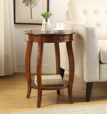 Alysa Walnut Finish Accent Table Walnut Synthetic Wood