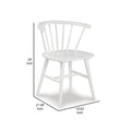 22 Inch Set Of 2 Dining Chairs, Spindle Backrest, Matte White Wood Design White Solid Wood