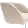 Coolmore Upholstered Tufted Living Room Chair Textured Linen Fabric Accent Chair With Metal Stand Beige Velvet