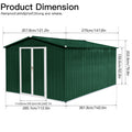 Metal Garden Sheds 10Ftx12Ft Outdoor White Green White Green Metal