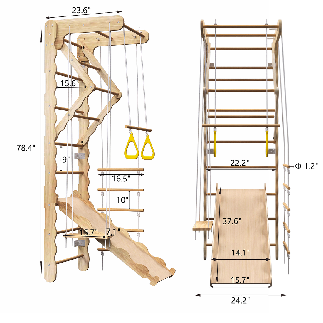 Toddler Climbing Toys Indoor Kids Pikler Triangle Set Foldable Indoor Ladder Climbing Gym Climber Natural Wood Nature Pine