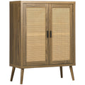 Homcom Sideboard Buffet Cabinet With Rattan Doors, Brown Brown Particle Board