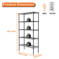 Storage Shelving Unit, Adjustable Metal Wire Racks Heavy Duty Standing Shelf Organizer For Kitchen, Closet, Pantry, Garage, Bathroom, Laundry,5 Tier Black Iron