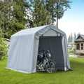 Outsunny 6' X 8' Carport Portable Garage, Heavy Duty Storage Tent, Patio Storage Shelter W Anti Uv Pe Cover And Double Zipper Doors, For Motorcycle Bike Garden Tools, Light Gray Light Grey Steel