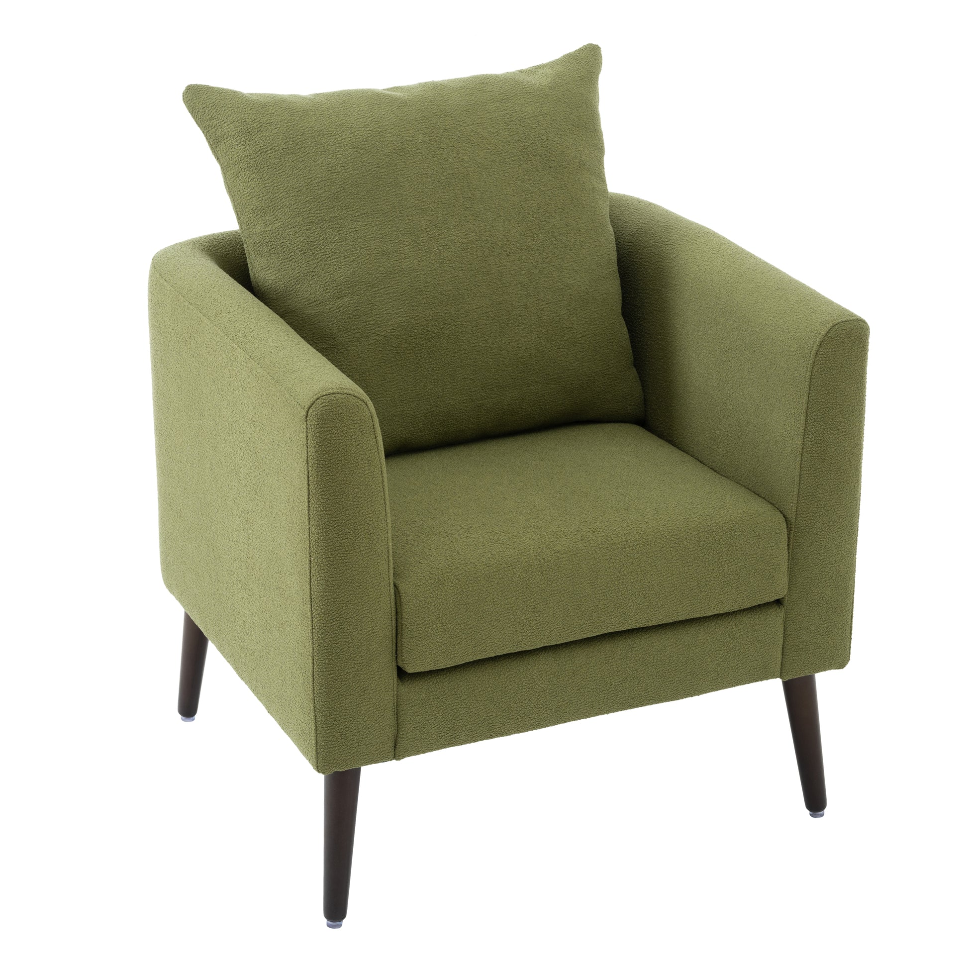 Barrel Chair, Modern Accent Chair, Fabric Armchair Club Chair,Upholstered Arm Chair With Solid Wood Legs,Waist Pillow,Padded Single Chair For Living Room Bedroom Study Waiting Room,Olive Green Olive Green Light Brown Primary Living Space Modern