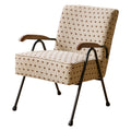 Pattern Colorful Fabric Armchair, Modern Accent Chair High Back, Living Room Chairs With Metal Legs And Soft Padded, Sofa Chairs For Home Office,Bedroom,Dining Room Cream Brown Fabric