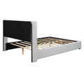 Full Size Upholstered Platform Bed With Metal Strips, Off White Full Off White Pu