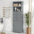 Gray Tall Storage Cabinet With 3 Drawers And Adjustable Shelves For Bathroom, Study, Office And Interior, Mdf Board With Painted Finish Gray Mdf