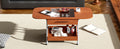 Modern Extended Coffee Table With Wheels, Folding Coffee Table With 1 Drawer And 2 Tier Storage, Metal Frame Coffee Table For Living Room Mahogany Glass,Mdf Metal
