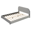 Queen Size Velvet Upholstered Platform Bed,Solid Frame And Stylish Curve Shaped Design, Gray Queen Gray Velvet